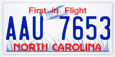 NC license plate AAU7653