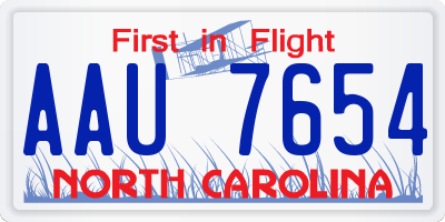 NC license plate AAU7654