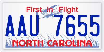 NC license plate AAU7655