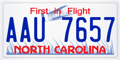 NC license plate AAU7657