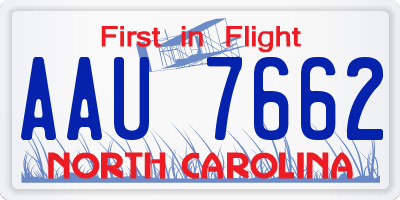 NC license plate AAU7662