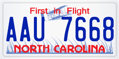 NC license plate AAU7668