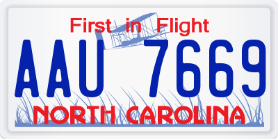 NC license plate AAU7669