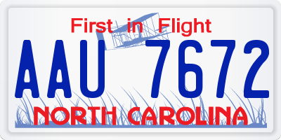 NC license plate AAU7672