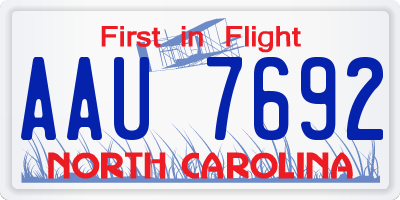 NC license plate AAU7692