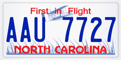 NC license plate AAU7727