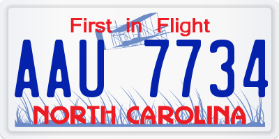 NC license plate AAU7734
