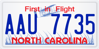 NC license plate AAU7735