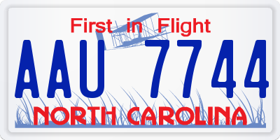 NC license plate AAU7744