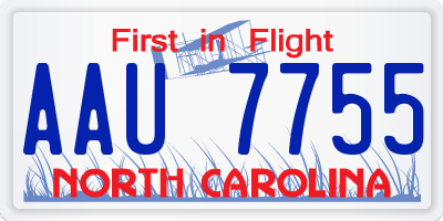 NC license plate AAU7755