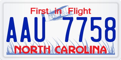 NC license plate AAU7758