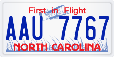 NC license plate AAU7767