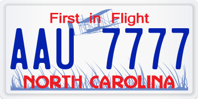 NC license plate AAU7777