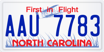 NC license plate AAU7783