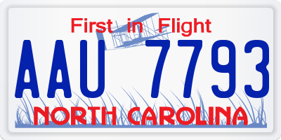NC license plate AAU7793