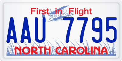 NC license plate AAU7795