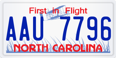 NC license plate AAU7796
