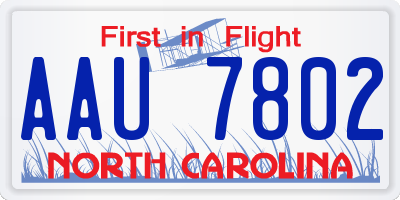 NC license plate AAU7802
