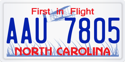 NC license plate AAU7805