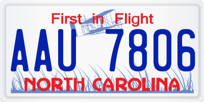 NC license plate AAU7806