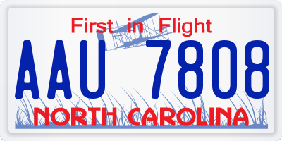NC license plate AAU7808