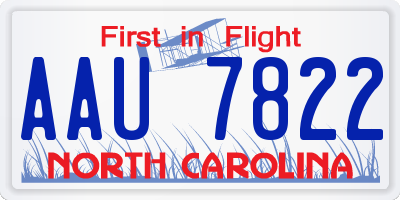 NC license plate AAU7822