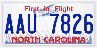 NC license plate AAU7826