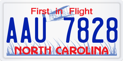 NC license plate AAU7828