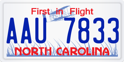 NC license plate AAU7833