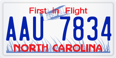 NC license plate AAU7834