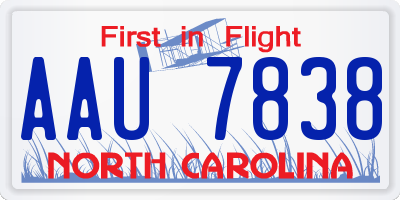 NC license plate AAU7838