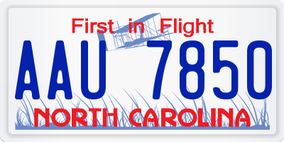 NC license plate AAU7850