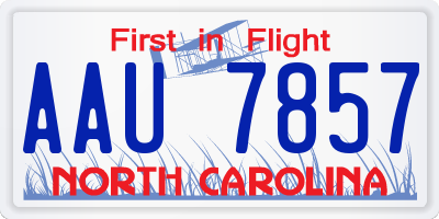 NC license plate AAU7857