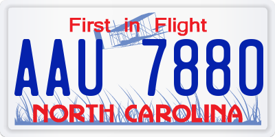 NC license plate AAU7880