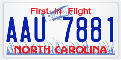 NC license plate AAU7881