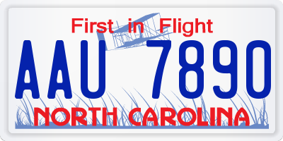NC license plate AAU7890