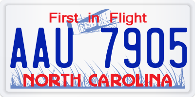 NC license plate AAU7905