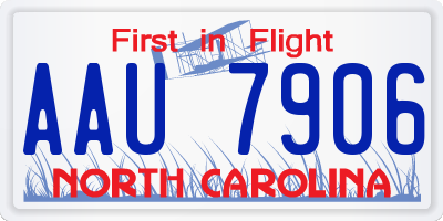 NC license plate AAU7906