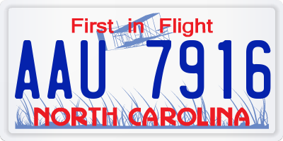 NC license plate AAU7916