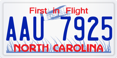 NC license plate AAU7925