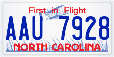 NC license plate AAU7928