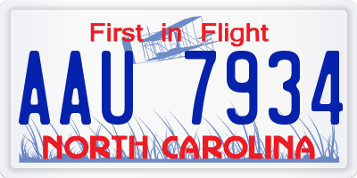 NC license plate AAU7934