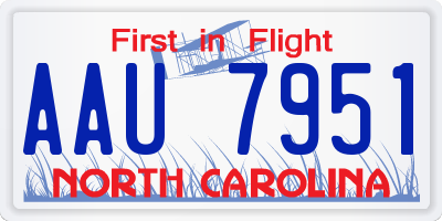 NC license plate AAU7951