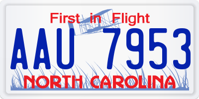 NC license plate AAU7953