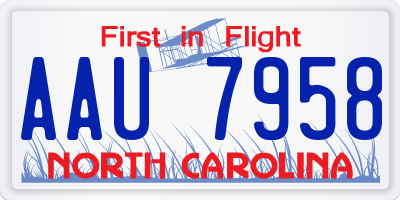 NC license plate AAU7958