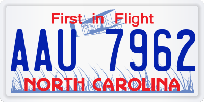 NC license plate AAU7962