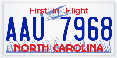 NC license plate AAU7968