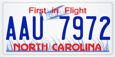 NC license plate AAU7972