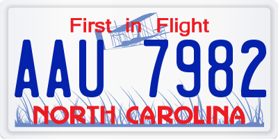 NC license plate AAU7982