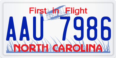 NC license plate AAU7986